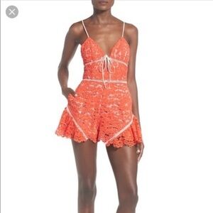 NBD by Revolve NWT Out Of Touch Floral Lace Romper Orange Size M New